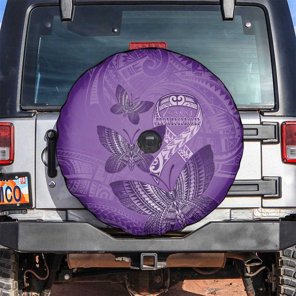 Polynesia Lupus Awareness Month Spare Tire Cover Warrior Purple Ribbon Polynesian Butterflies