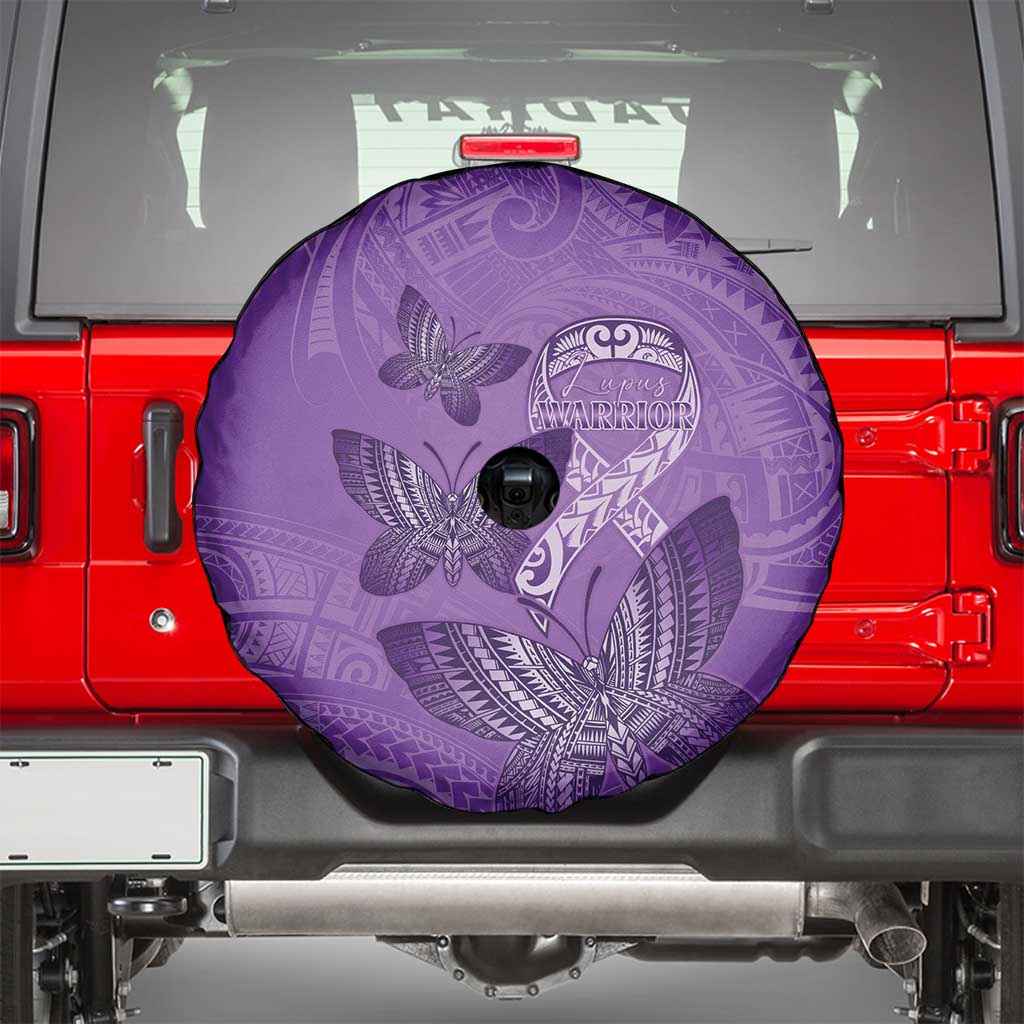Polynesia Lupus Awareness Month Spare Tire Cover Warrior Purple Ribbon Polynesian Butterflies