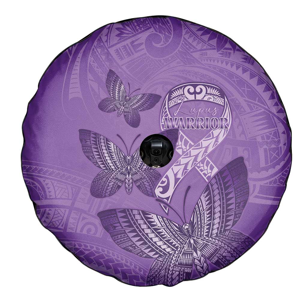 Polynesia Lupus Awareness Month Spare Tire Cover Warrior Purple Ribbon Polynesian Butterflies