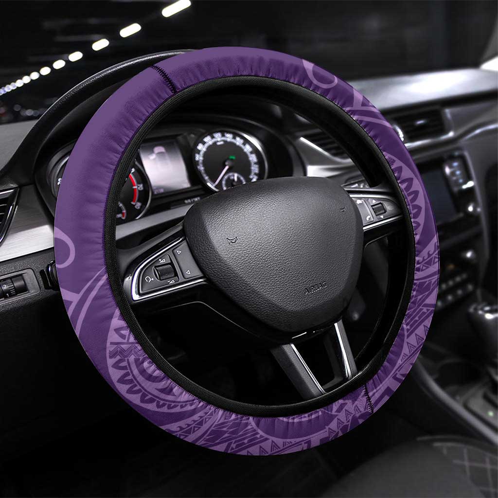 Polynesia Lupus Awareness Month Steering Wheel Cover Warrior Purple Ribbon Polynesian Butterflies