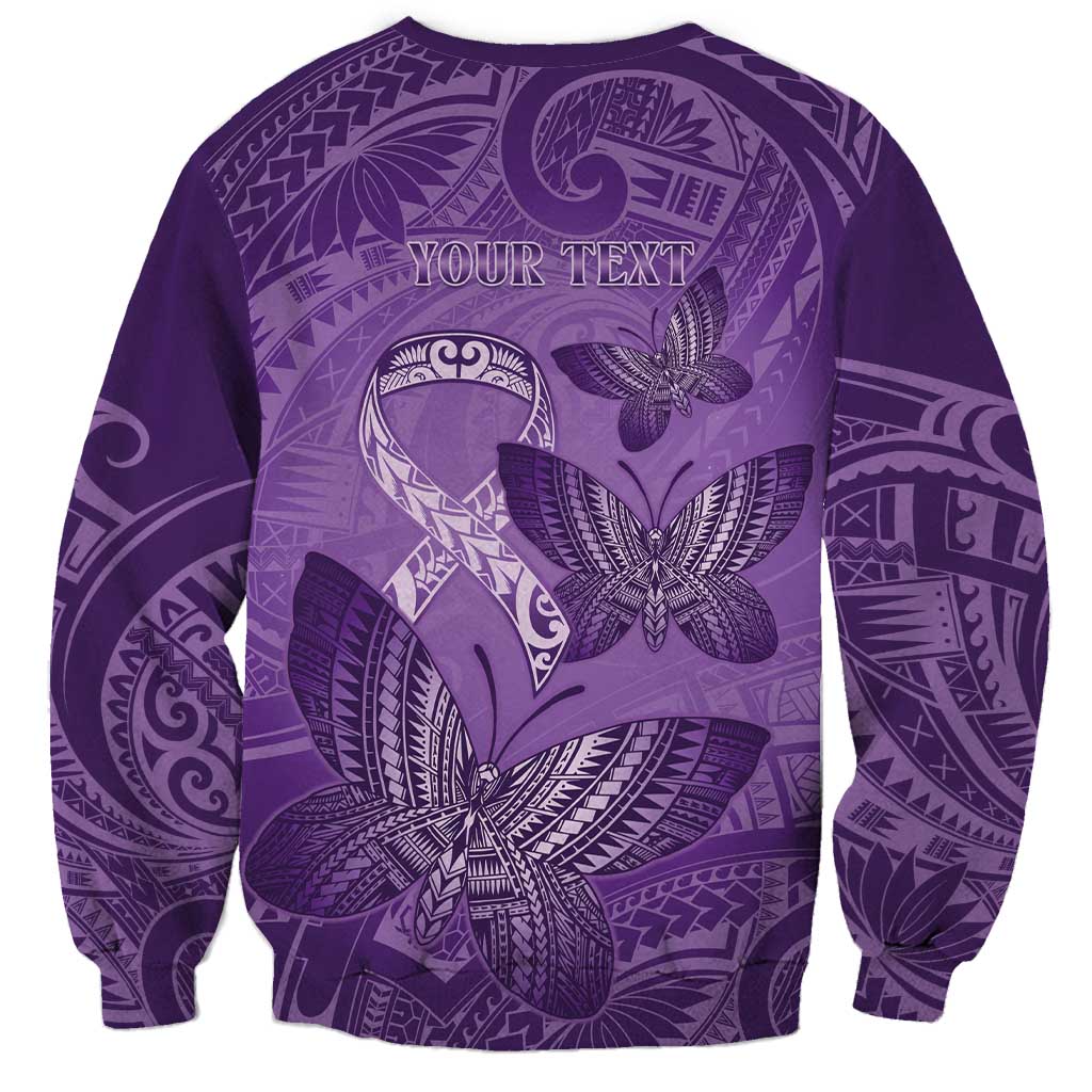 Personalised Polynesia Lupus Awareness Month Sweatshirt Warrior Purple Ribbon Polynesian Butterflies