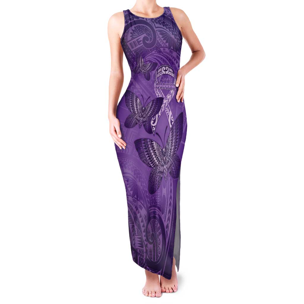Personalised Polynesia Lupus Awareness Month Tank Maxi Dress Warrior Purple Ribbon Polynesian Butterflies LT14 Women Purple - Polynesian Pride
