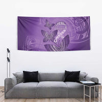 Polynesia Lupus Awareness Month Tapestry Warrior Purple Ribbon Polynesian Butterflies
