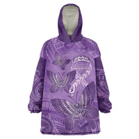 Personalised Polynesia Lupus Awareness Month Wearable Blanket Hoodie Warrior Purple Ribbon Polynesian Butterflies