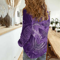 Personalised Polynesia Lupus Awareness Month Women Casual Shirt Warrior Purple Ribbon Polynesian Butterflies