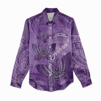 Personalised Polynesia Lupus Awareness Month Women Casual Shirt Warrior Purple Ribbon Polynesian Butterflies
