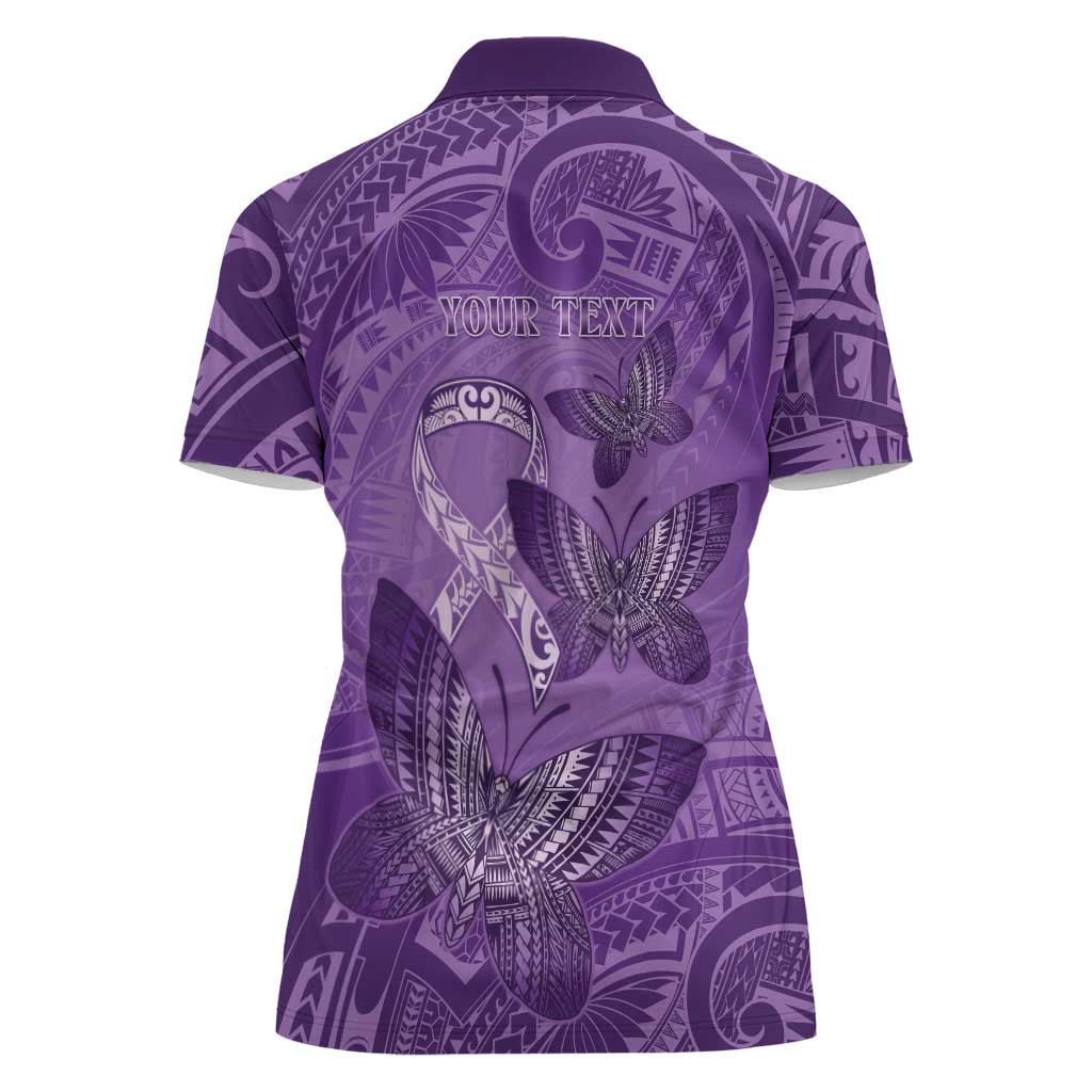 Personalised Polynesia Lupus Awareness Month Women Polo Shirt Warrior Purple Ribbon Polynesian Butterflies