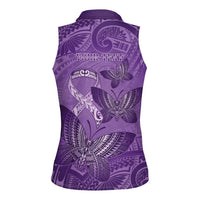 Personalised Polynesia Lupus Awareness Month Women Sleeveless Polo Shirt Warrior Purple Ribbon Polynesian Butterflies
