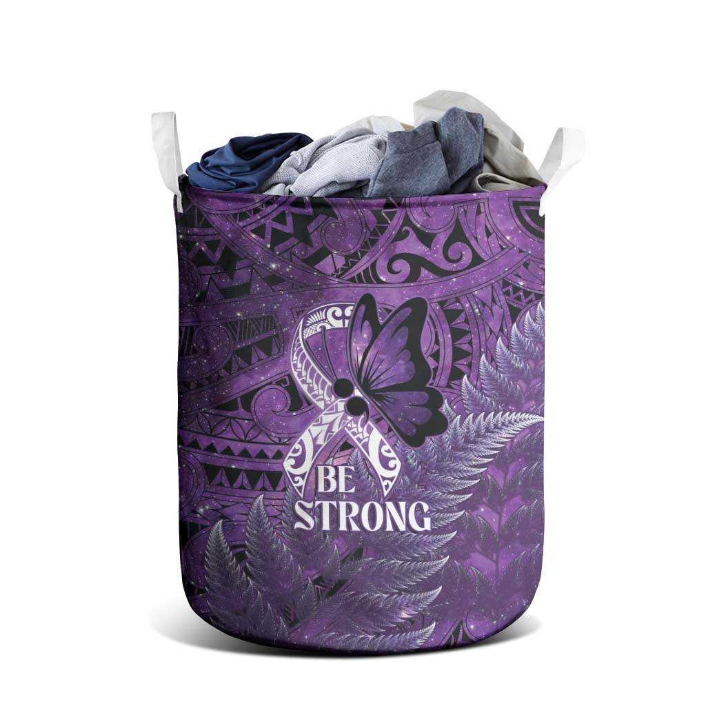Lupus Awareness Month New Zealand Laundry Basket Be Strong Warrior Maori Silver Fern LT14 - Polynesian Pride