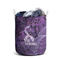Lupus Awareness Month New Zealand Laundry Basket Be Strong Warrior Maori Silver Fern LT14 - Polynesian Pride