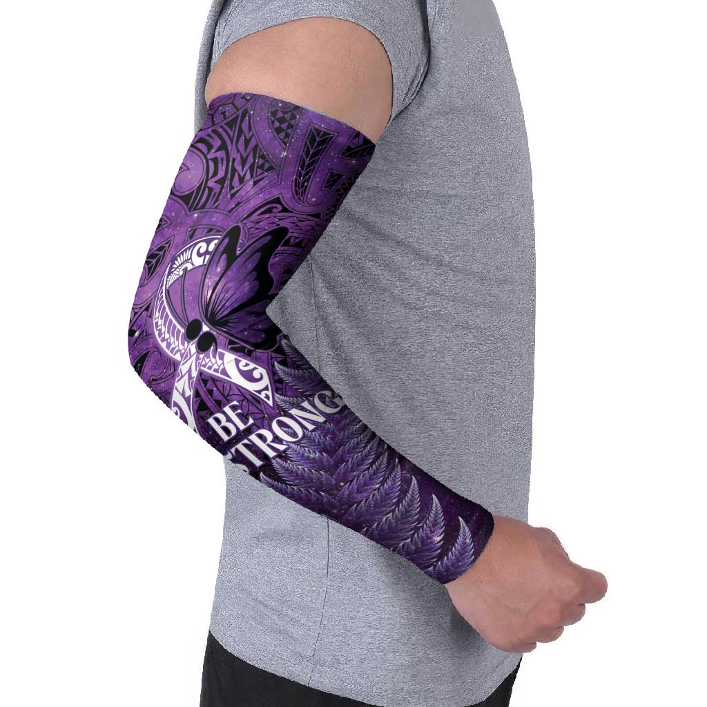 Lupus Awareness Month New Zealand Arm Sleeves Be Strong Warrior Maori Silver Fern LT14 - Polynesian Pride