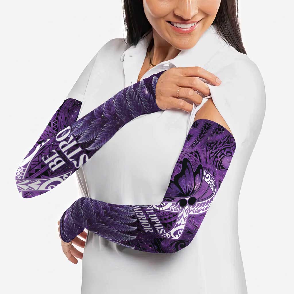 Lupus Awareness Month New Zealand Arm Sleeves Be Strong Warrior Maori Silver Fern LT14 - Polynesian Pride