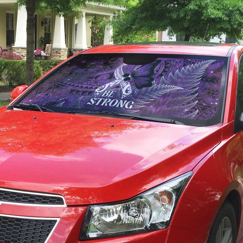 Lupus Awareness Month New Zealand Auto Sun Shade Be Strong Warrior Maori Silver Fern LT14 - Polynesian Pride