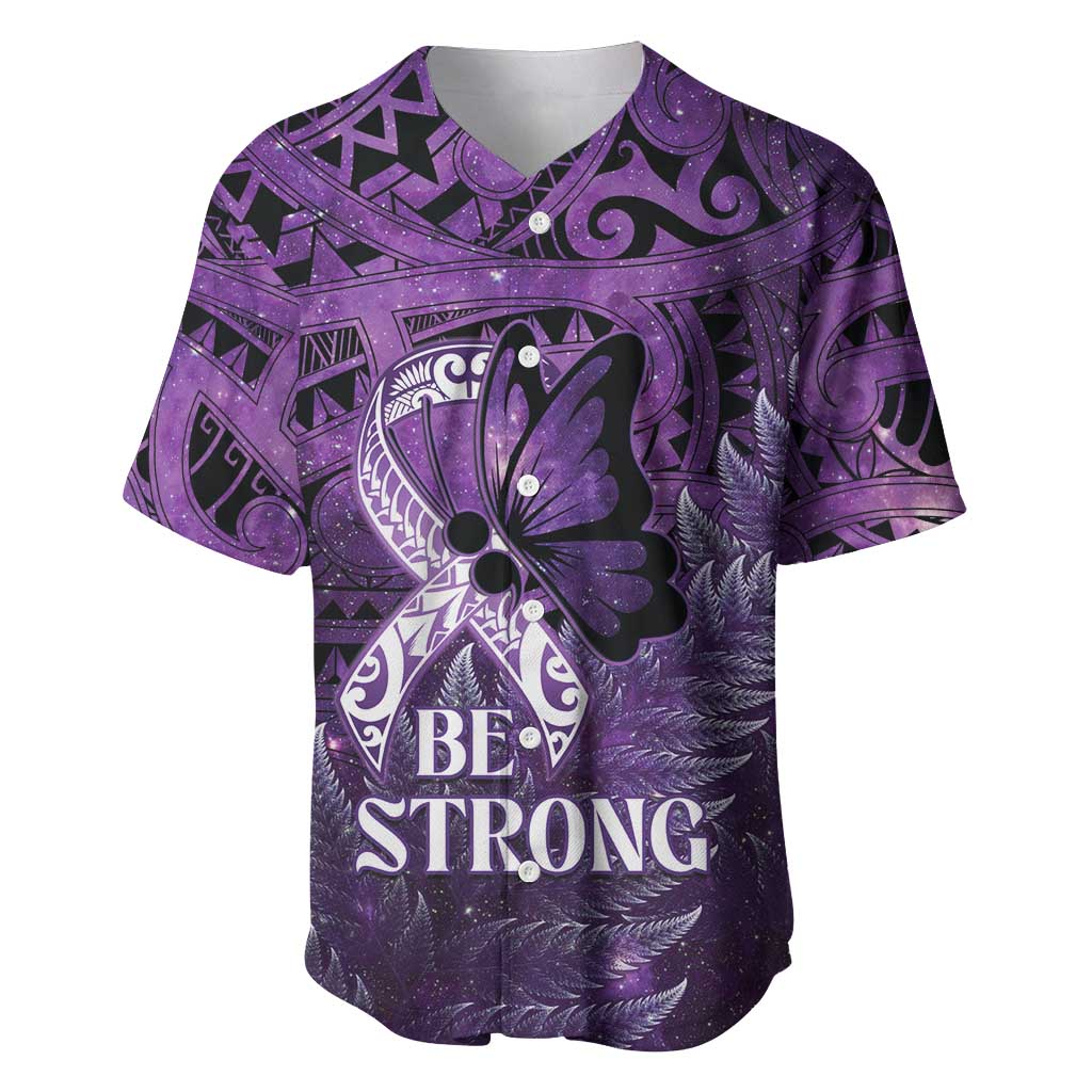 Lupus Awareness Month New Zealand Baseball Jersey Be Strong Warrior Maori Silver Fern LT14 Purple - Polynesian Pride