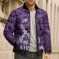 Lupus Awareness Month New Zealand Bomber Puffer Jacket Be Strong Warrior Maori Silver Fern