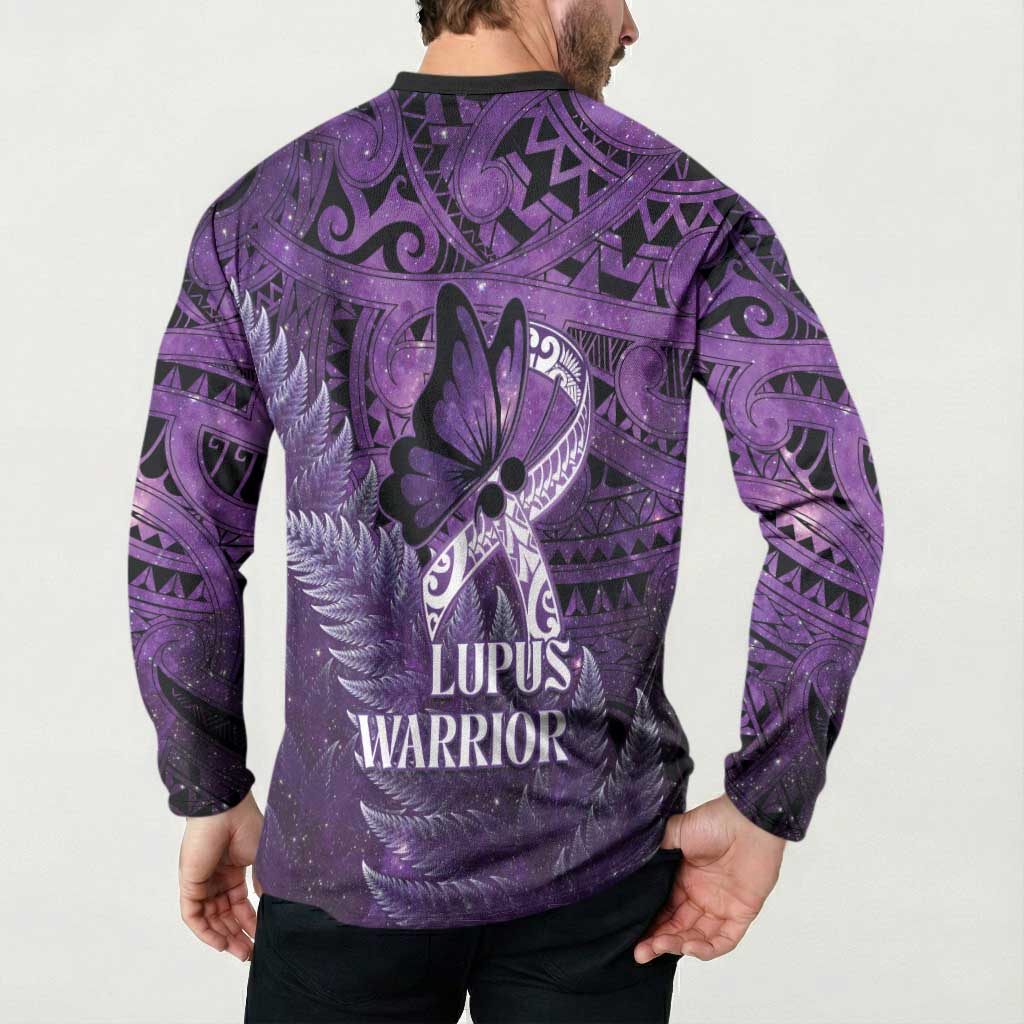 Lupus Awareness Month New Zealand Button Sweatshirt Be Strong Warrior Maori Silver Fern