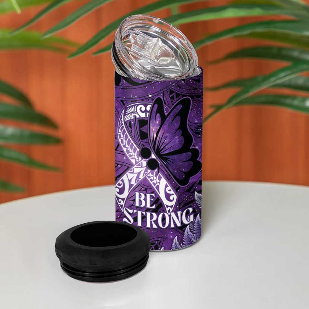 Lupus Awareness Month New Zealand 4 in 1 Can Cooler Tumbler Be Strong Warrior Maori Silver Fern