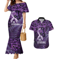Lupus Awareness Month New Zealand Couples Matching Mermaid Dress and Hawaiian Shirt Be Strong Warrior Maori Silver Fern