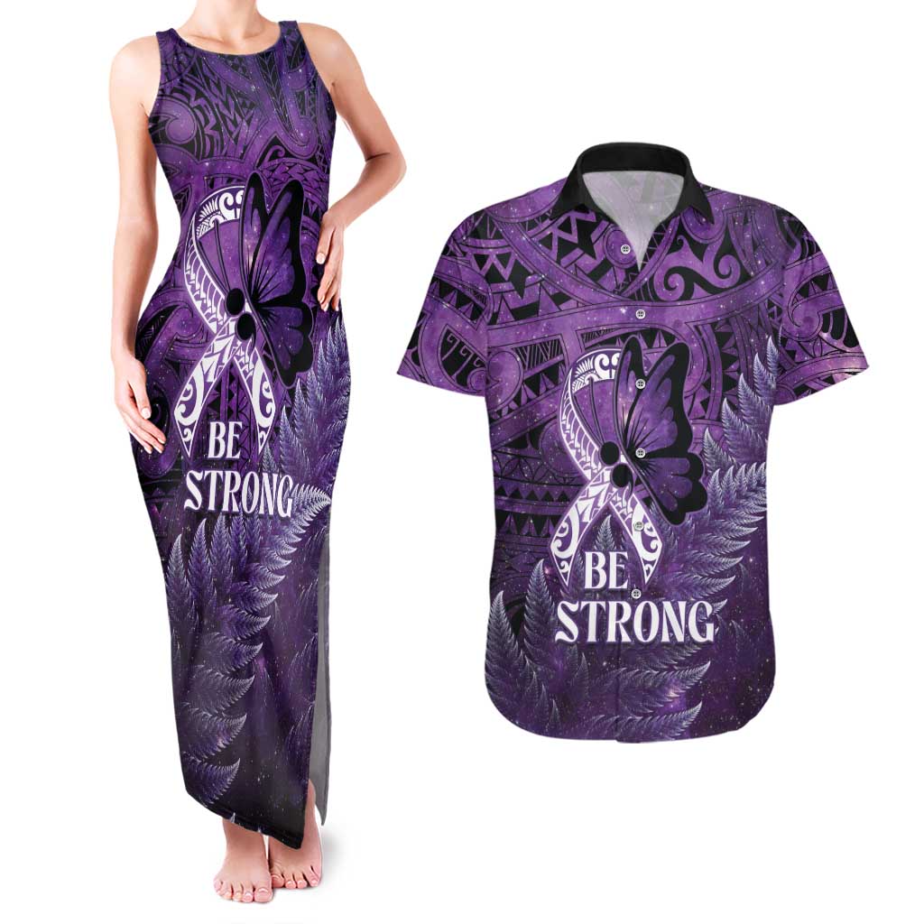 Lupus Awareness Month New Zealand Couples Matching Tank Maxi Dress and Hawaiian Shirt Be Strong Warrior Maori Silver Fern