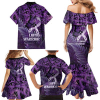 Lupus Awareness Month New Zealand Family Matching Mermaid Dress and Hawaiian Shirt Be Strong Warrior Maori Silver Fern LT14 - Polynesian Pride