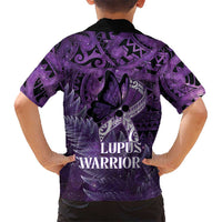 Lupus Awareness Month New Zealand Family Matching Short Sleeve Bodycon Dress and Hawaiian Shirt Be Strong Warrior Maori Silver Fern LT14 - Polynesian Pride