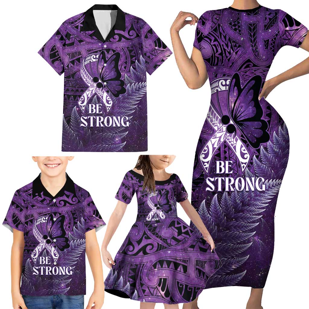 Lupus Awareness Month New Zealand Family Matching Short Sleeve Bodycon Dress and Hawaiian Shirt Be Strong Warrior Maori Silver Fern LT14 - Polynesian Pride