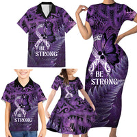 Lupus Awareness Month New Zealand Family Matching Short Sleeve Bodycon Dress and Hawaiian Shirt Be Strong Warrior Maori Silver Fern LT14 - Polynesian Pride
