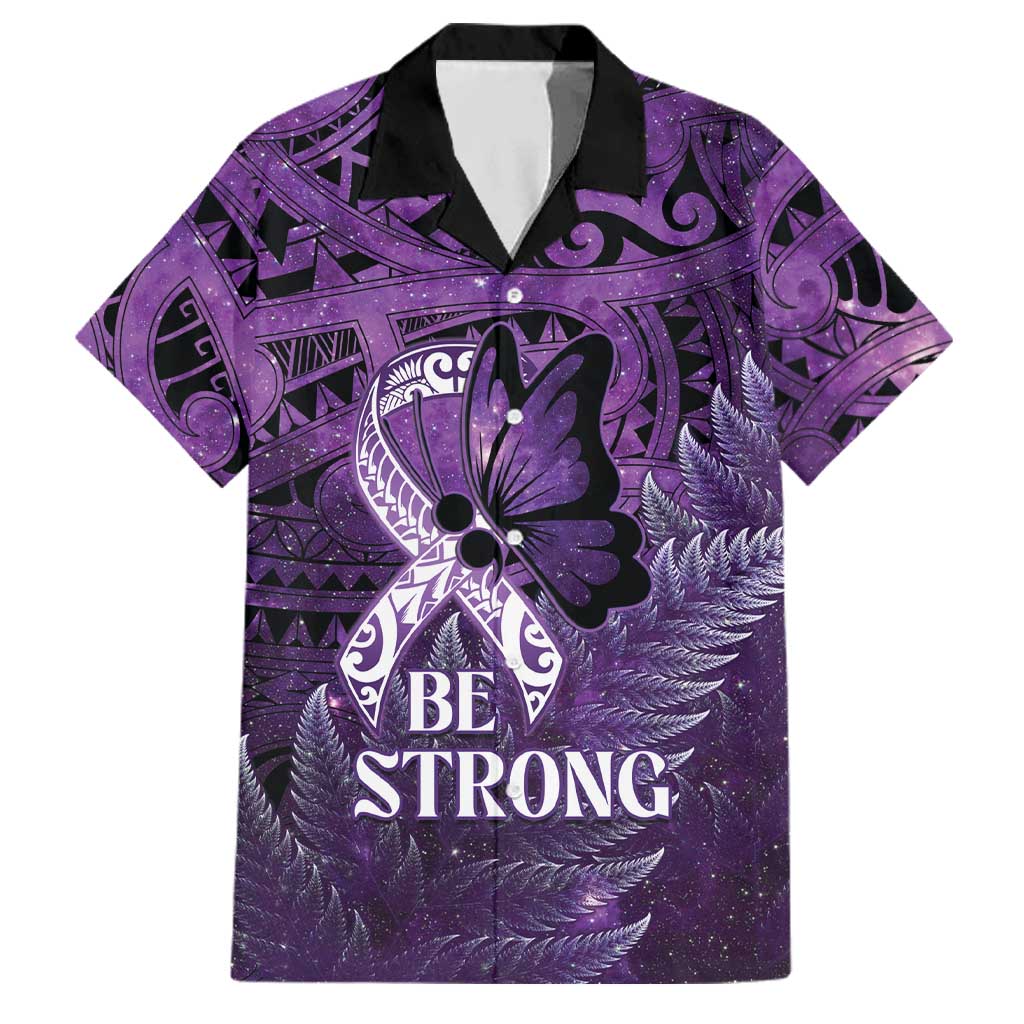 Lupus Awareness Month New Zealand Family Matching Short Sleeve Bodycon Dress and Hawaiian Shirt Be Strong Warrior Maori Silver Fern LT14 Dad's Shirt - Short Sleeve Purple - Polynesian Pride