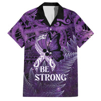 Lupus Awareness Month New Zealand Family Matching Short Sleeve Bodycon Dress and Hawaiian Shirt Be Strong Warrior Maori Silver Fern LT14 Dad's Shirt - Short Sleeve Purple - Polynesian Pride