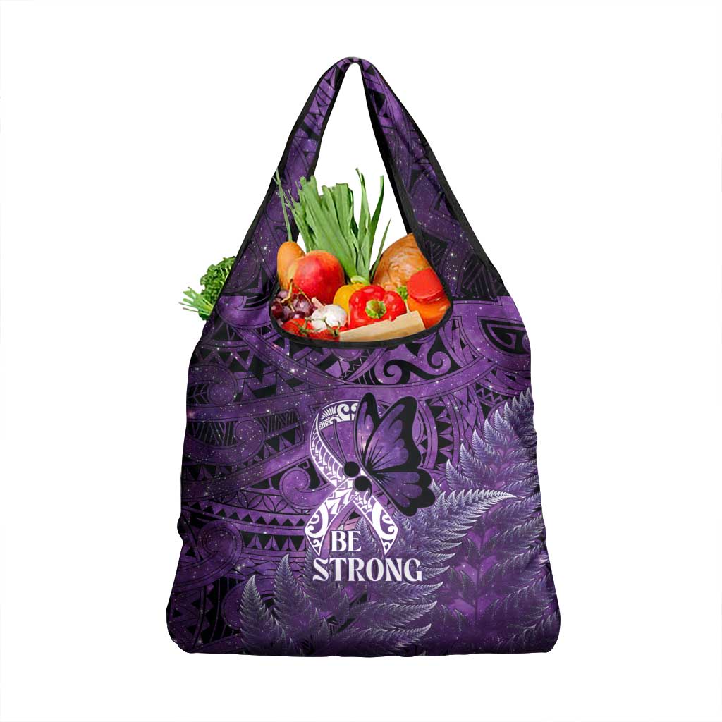 Lupus Awareness Month New Zealand Grocery Bag Be Strong Warrior Maori Silver Fern LT14 1-pack One Size Purple - Polynesian Pride