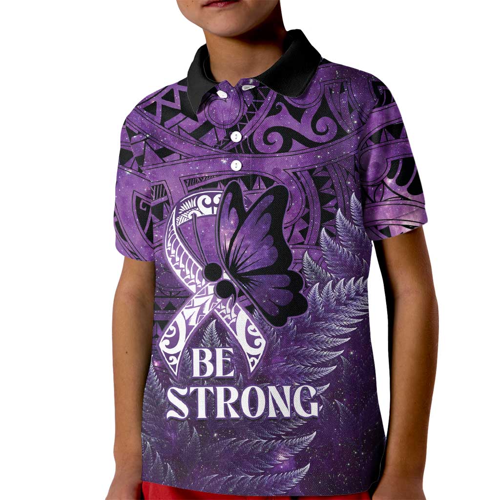 Lupus Awareness Month New Zealand Kid Polo Shirt Be Strong Warrior Maori Silver Fern