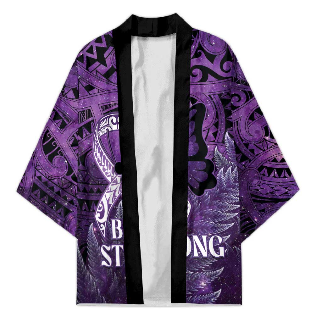 Lupus Awareness Month New Zealand Kimono Be Strong Warrior Maori Silver Fern LT14 Unisex Purple - Polynesian Pride