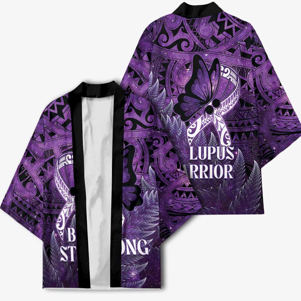 Lupus Awareness Month New Zealand Kimono Be Strong Warrior Maori Silver Fern LT14 - Polynesian Pride