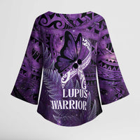 Lupus Awareness Month New Zealand Kimono Sleeve Blouse Be Strong Warrior Maori Silver Fern LT14 - Polynesian Pride