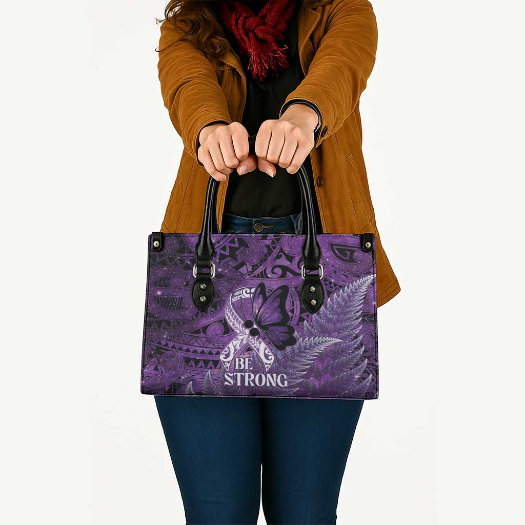 Lupus Awareness Month New Zealand Leather Bag Be Strong Warrior Maori Silver Fern