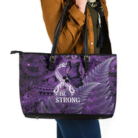 Lupus Awareness Month New Zealand Leather Tote Bag Be Strong Warrior Maori Silver Fern LT14 - Polynesian Pride