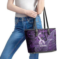Lupus Awareness Month New Zealand Leather Tote Bag Be Strong Warrior Maori Silver Fern LT14 - Polynesian Pride
