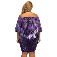 Lupus Awareness Month New Zealand Off Shoulder Short Dress Be Strong Warrior Maori Silver Fern