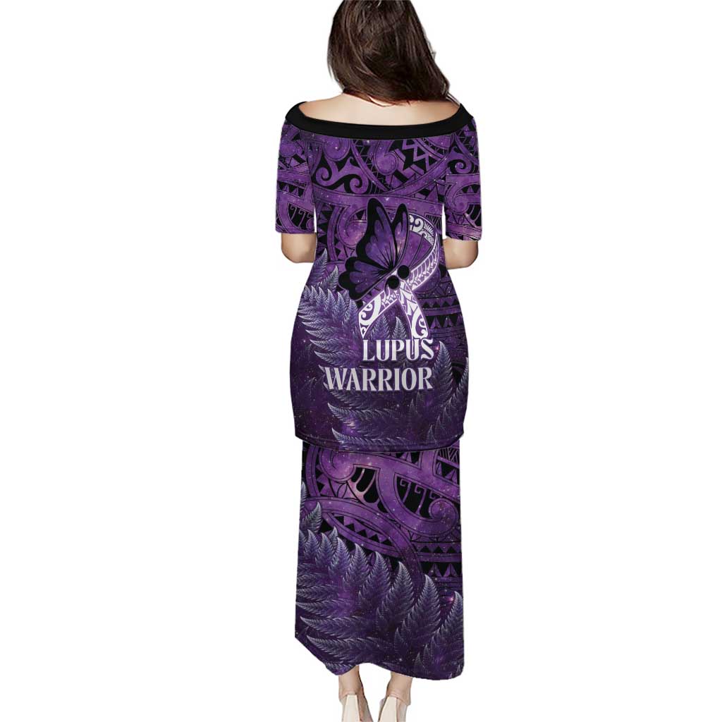 Lupus Awareness Month New Zealand Puletasi Be Strong Warrior Maori Silver Fern LT14 - Polynesian Pride
