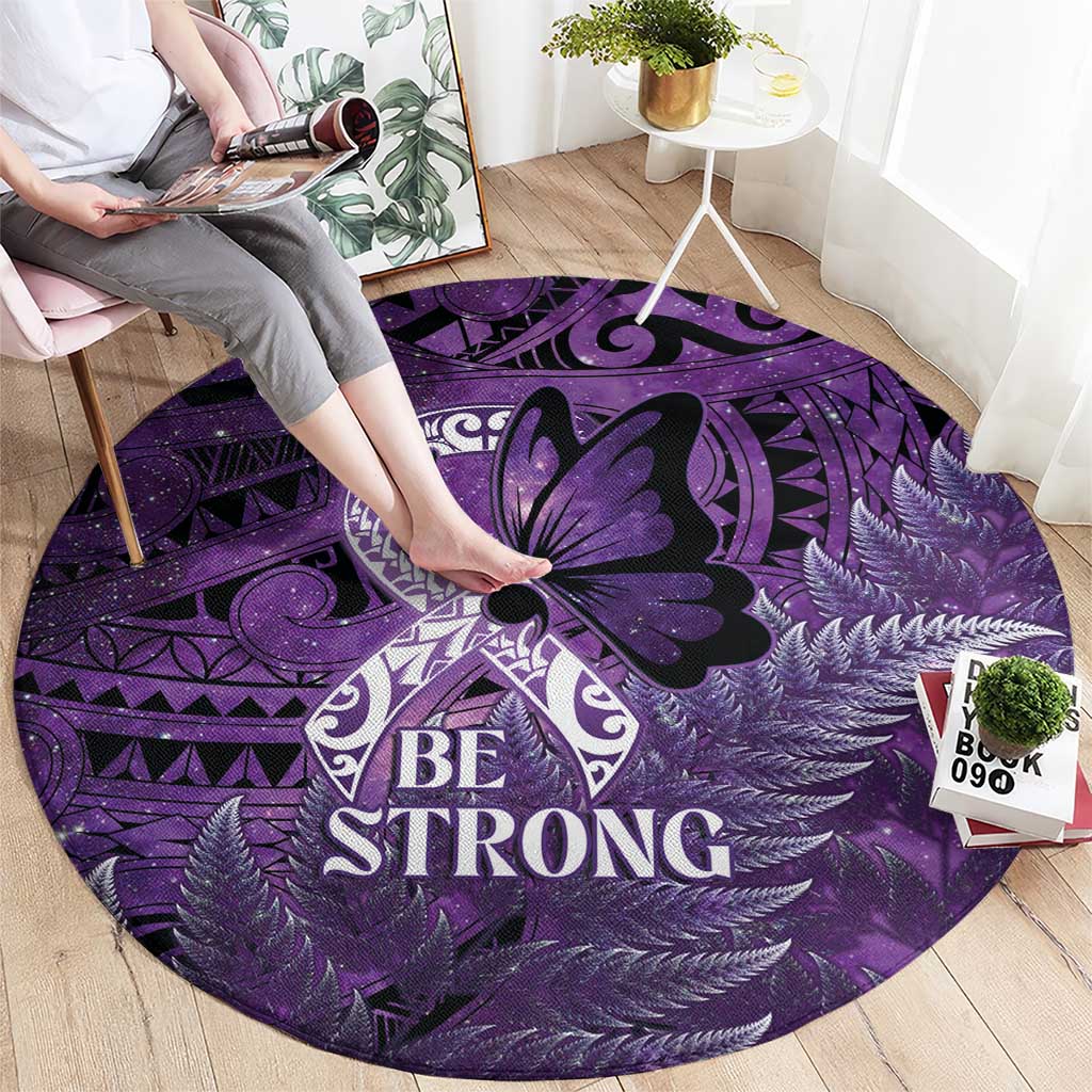 Lupus Awareness Month New Zealand Round Carpet Be Strong Warrior Maori Silver Fern LT14 - Polynesian Pride