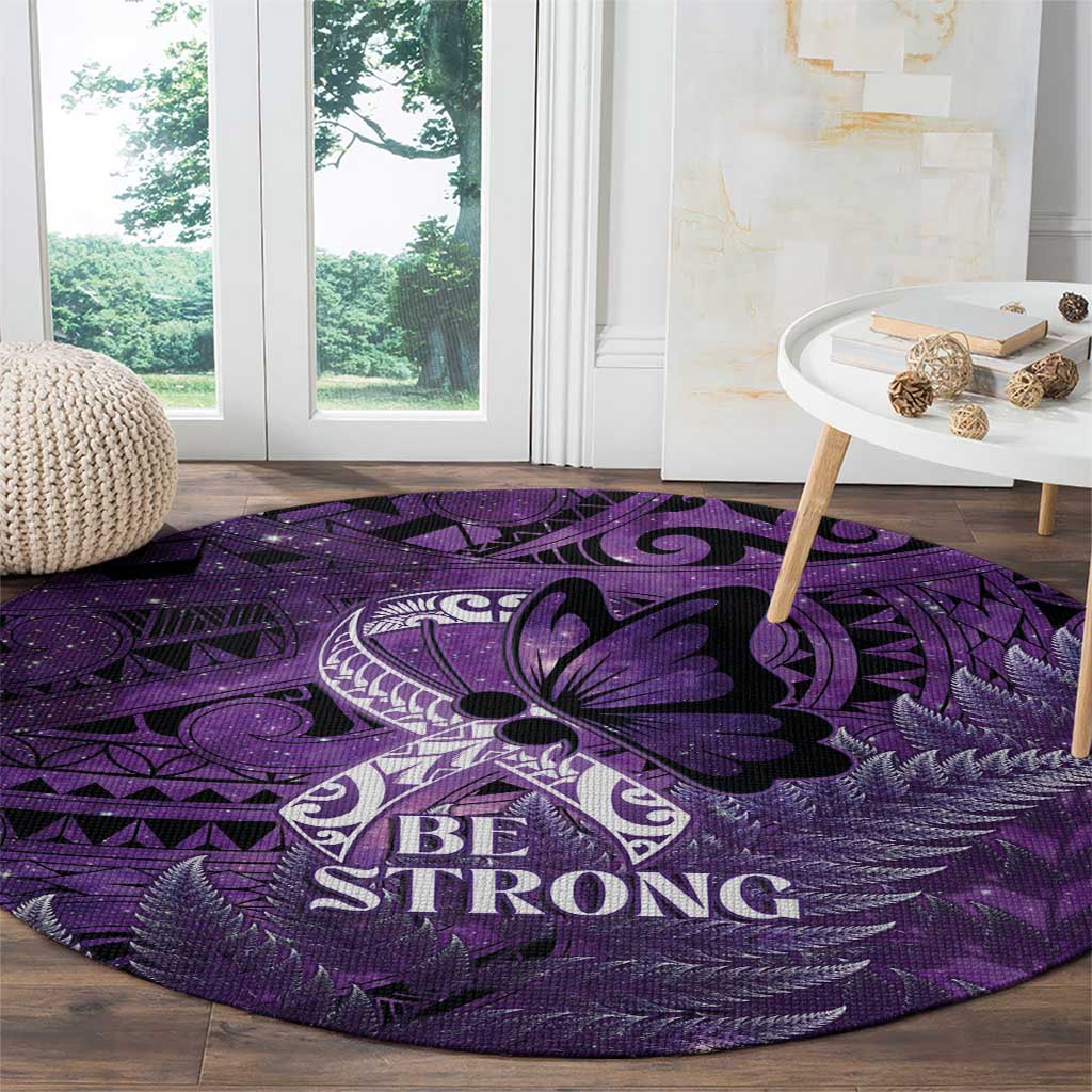 Lupus Awareness Month New Zealand Round Carpet Be Strong Warrior Maori Silver Fern LT14 - Polynesian Pride