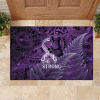 Lupus Awareness Month New Zealand Rubber Doormat Be Strong Warrior Maori Silver Fern LT14 Purple - Polynesian Pride