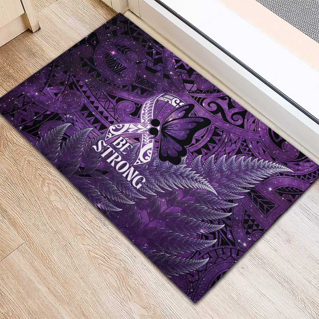 Lupus Awareness Month New Zealand Rubber Doormat Be Strong Warrior Maori Silver Fern LT14 - Polynesian Pride