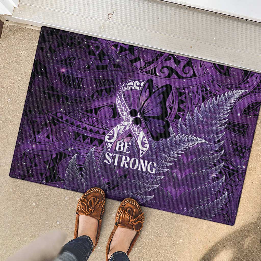 Lupus Awareness Month New Zealand Rubber Doormat Be Strong Warrior Maori Silver Fern LT14 - Polynesian Pride