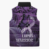 Lupus Awareness Month New Zealand Sleeveless Puffer Jacket Be Strong Warrior Maori Silver Fern LT14 - Polynesian Pride