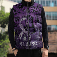 Lupus Awareness Month New Zealand Sleeveless Puffer Jacket Be Strong Warrior Maori Silver Fern LT14 - Polynesian Pride