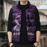Lupus Awareness Month New Zealand Sleeveless Puffer Jacket Be Strong Warrior Maori Silver Fern LT14 - Polynesian Pride