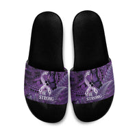 Lupus Awareness Month New Zealand Slide Sandals Be Strong Warrior Maori Silver Fern LT14 Purple - Polynesian Pride