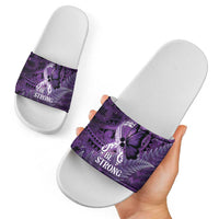 Lupus Awareness Month New Zealand Slide Sandals Be Strong Warrior Maori Silver Fern LT14 - Polynesian Pride