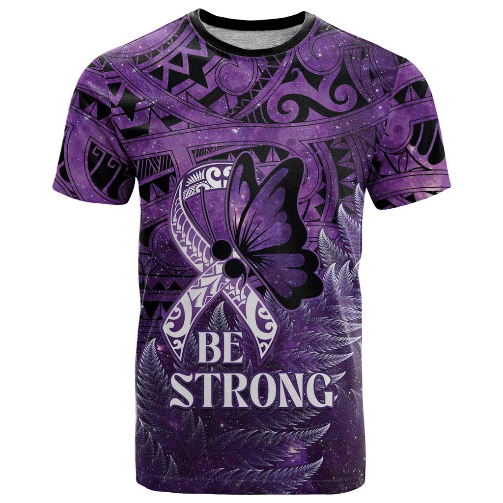 Lupus Awareness Month New Zealand T Shirt Be Strong Warrior Maori Silver Fern LT14 Purple - Polynesian Pride